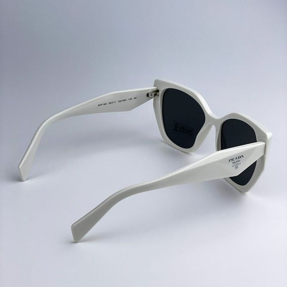 Prada PR19ZS 1425S0 Sunglasses Talc White Dark Grey Rectangle Women - Picture 8 of 11